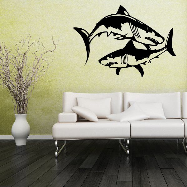 Image of Two Tiger Sharks Decal