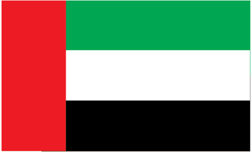 United Arab Emirates flag sticker with red, green, white, and black stripes.