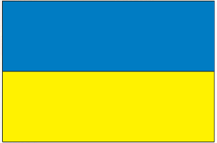 Rectangular Ukraine flag sticker with blue top and yellow bottom