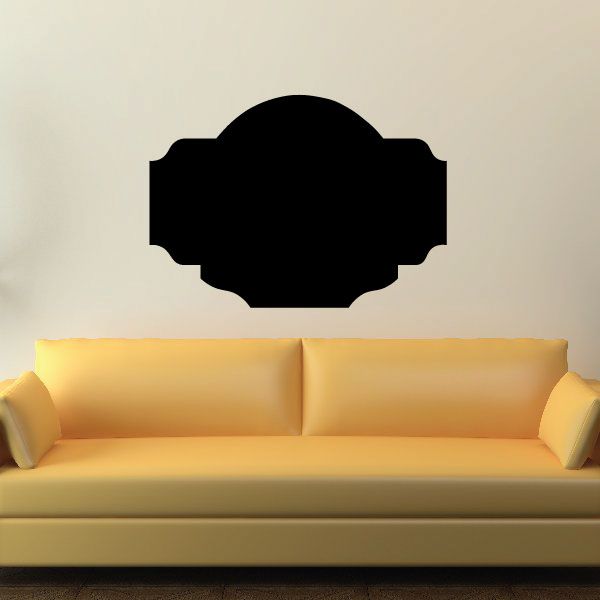 Chalkboard jar label decal, black scalloped circular shape