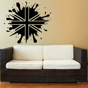 Vinyl paint splatter Union Jack wall decal with bold black splashes