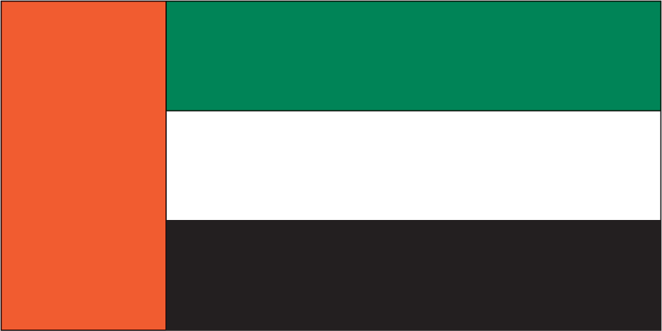 United Arab Emirates flag sticker, rectangular design with red and green, white, black bands