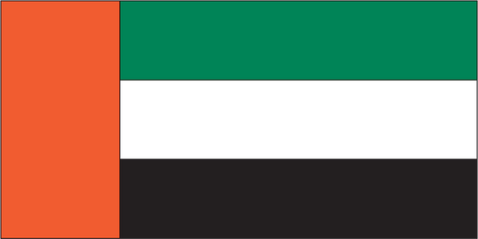 United Arab Emirates flag sticker, rectangular design with red and green, white, black bands
