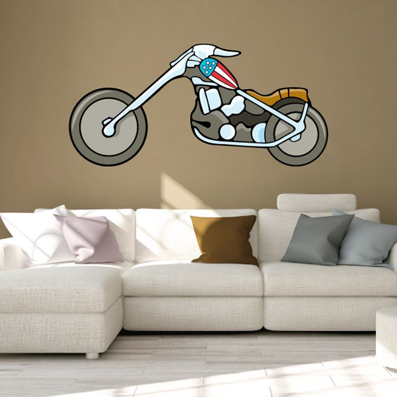Motorcycle chopper sticker with USA flag details