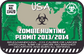 Zombie hunting permit sticker with USA text, permit number, biohazard icon, and rules