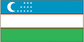 Uzbekistan flag sticker: blue top with crescent and stars, red stripe, green bottom