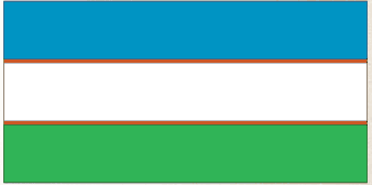Uzbekistan flag sticker with blue, white, and green horizontal stripes