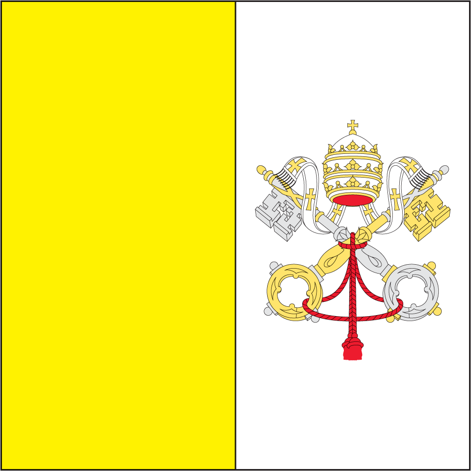 Vatican flag sticker with yellow left panel and Vatican coat of arms on white