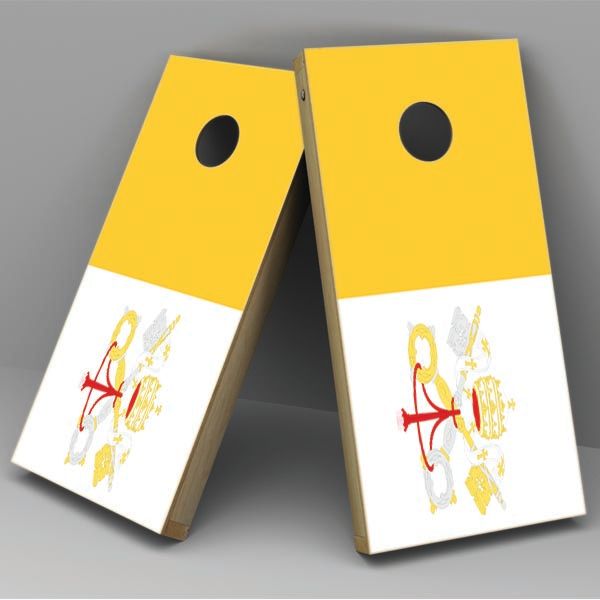 Vatican City Flag Cornhole Board Vinyl Decal Wrap 1