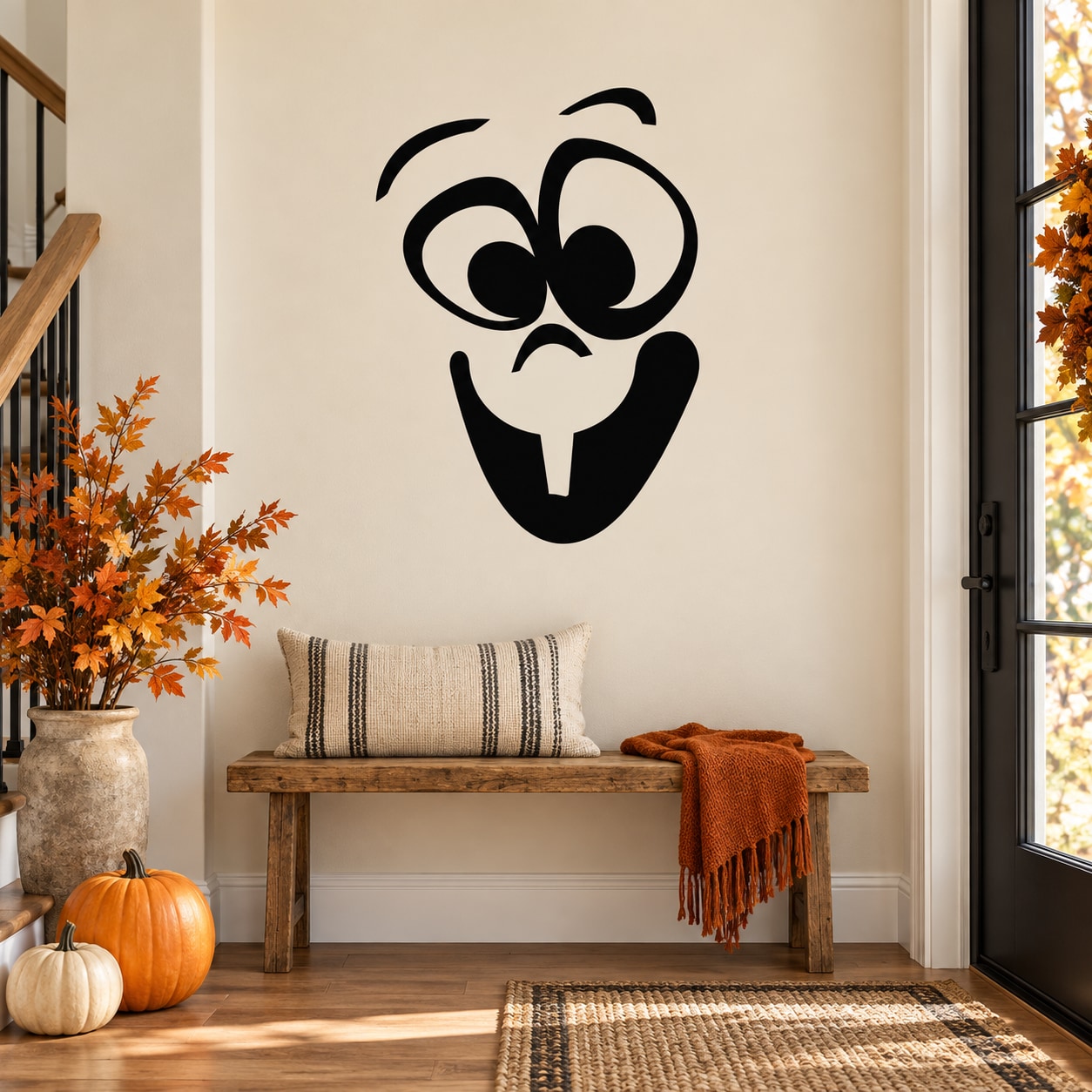 Black baby face decal with large eyes, circular cheeks, and stick tongue