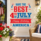 Fourth of July Happy Birthday America wall decal with red, blue, and star text