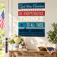 Patriotic vinyl wall decal: 'God Bless America' text with stars and flag