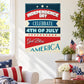 Colorful Independence Day typography sticker with stars: Celebrate 4th of July, God Bless America