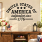 Patriotic wall decal text: 'UNITED STATES', 'AMERICA', 'independent since 1776'