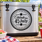 Round Celebrate the 4th of July decal with stars, dotted border