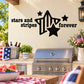 Black stars and stripes forever star wall decal with star and striped graphic