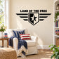 Star wing shield wall decal with “LAND OF THE FREE” text and central white star
