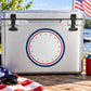 Fourth of July circle motif decal with stars in red, white, and blue