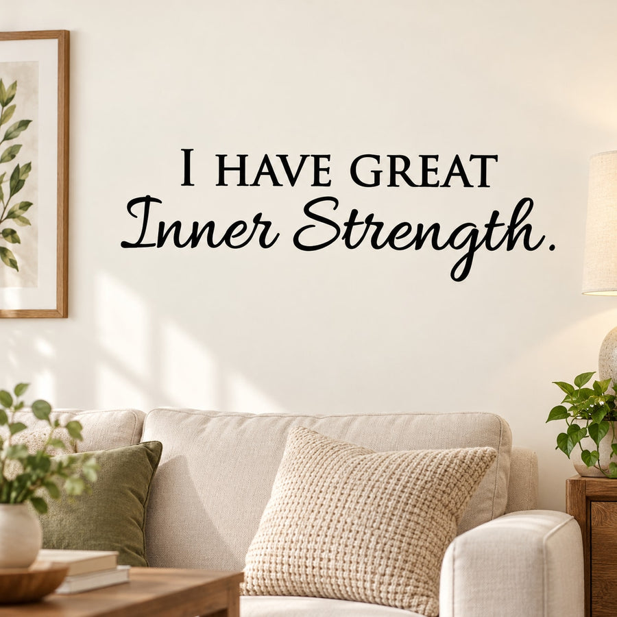 Wall decal with cursive text: I HAVE GREAT Inner Strength.