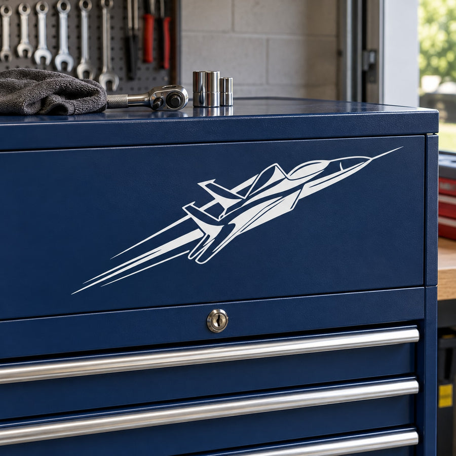 Soaring F-15 Eagle Decal — illustrative vinyl decal application mockup. Surrounding objects are not included.