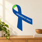 Awareness ribbon wall decal with text "Alienation is Abuse" in blue and green