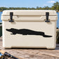 Black resting alligator decal silhouette on a white cooler