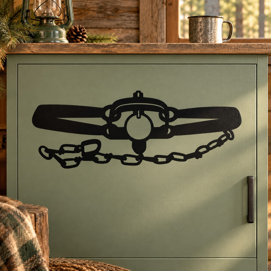 Bear trap metal chain wall decal silhouette