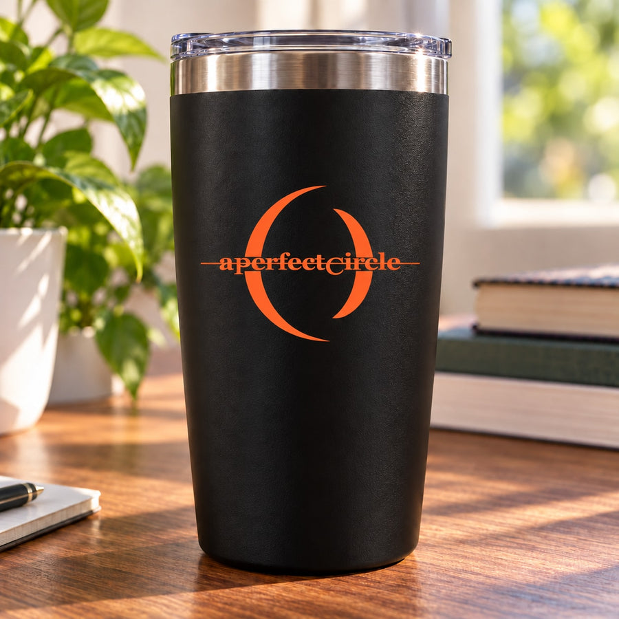 A Perfect Circle band decal with orange circular logo