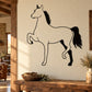 Arab Hackney horse wall decal: white outline with black mane and tail