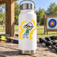 Archery sticker decal: black-and-green archer with yellow wavy flames
