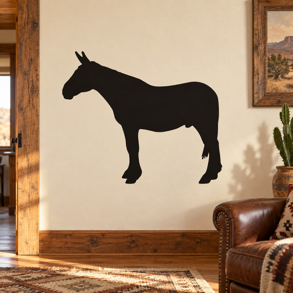 Black horse silhouette wall decal with mule-like body profile