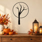 Halloween vinyl tree wall decal with black silhouette and circular moon outline