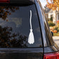 Halloween witch broomstick decal with white broom on car window glass