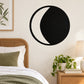 Moon wall decal with black circle and white crescent