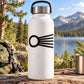 White water bottle with black comet astrological symbol decal