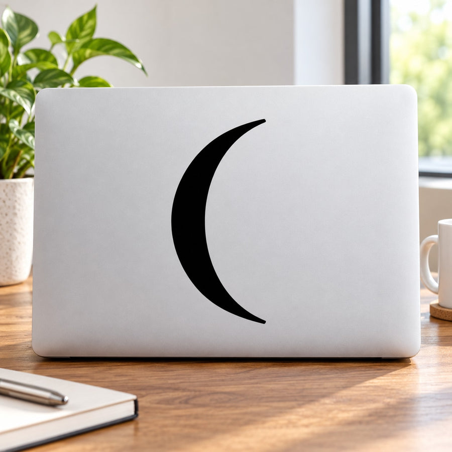 Thin black crescent moon decal