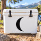 Waning crescent moon decal with a black crescent shape on a white background