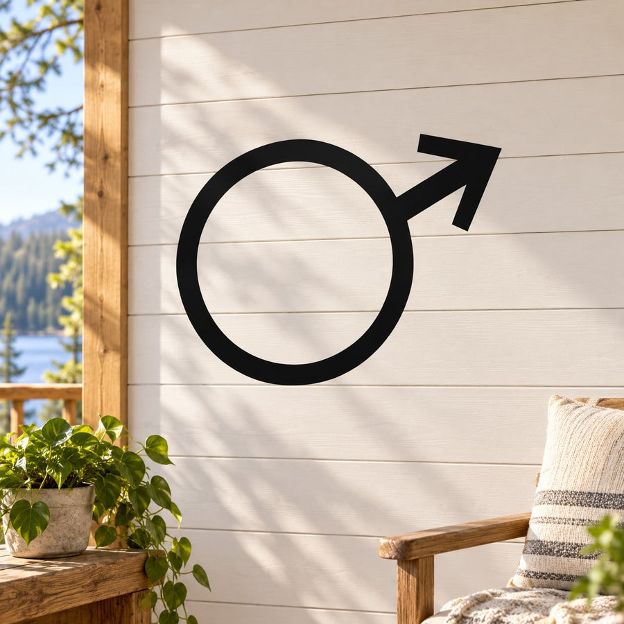 Black circle with arrow astrological decal