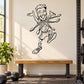 Black line-art medal decal of a cartoon runner with medals and crossed items