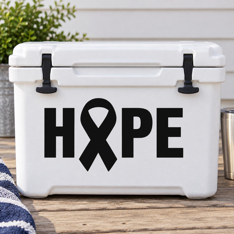 Hope Ribbon Decal — illustrative vinyl decal application mockup. Surrounding objects are not included.
