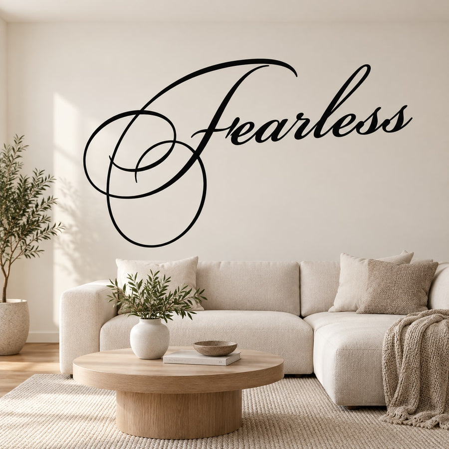 Fearless Decal — illustrative vinyl decal application mockup. Surrounding objects are not included.