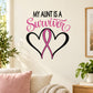 Survivor heart ribbon printed die-cut wall decal with pink and black heart design
