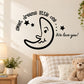 Moon wall decal with cat face, stars, and sweet dreams quote