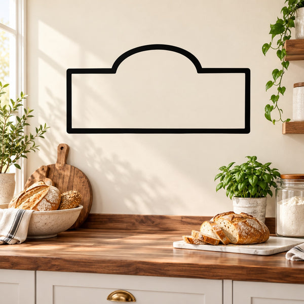 Black bakery sign frame decal with arched top outline