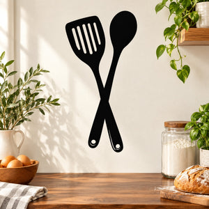 Black crossed spatula and spoon wall decal