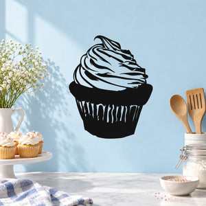 Cupcake decal sticker with black frosting swirl and cupcake outline