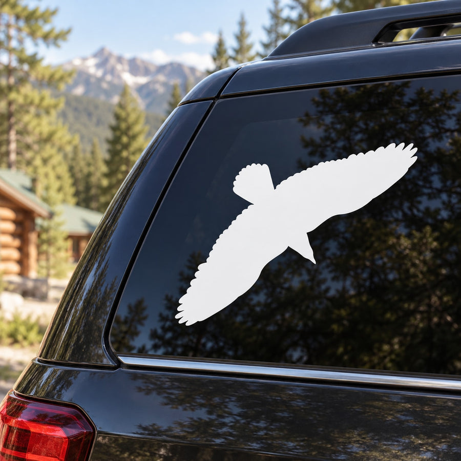 White bald eagle soaring decal for car window