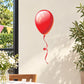 Red balloon sticker with curled string and small dangling knot