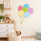 Set of 6 flat color balloon stickers with pastel balloon shapes and strings