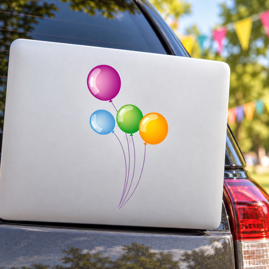 Assorted 4 Color Loose Balloons Sticker — illustrative vinyl decal application mockup. Surrounding objects are not included.